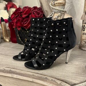 MICHEAL Micheal Kros Studded Black High-Heel Cage Booties